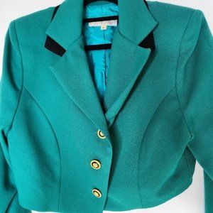 Botique vintage jacket coat wool Size 10 rare teal green designer Tracy Saywell